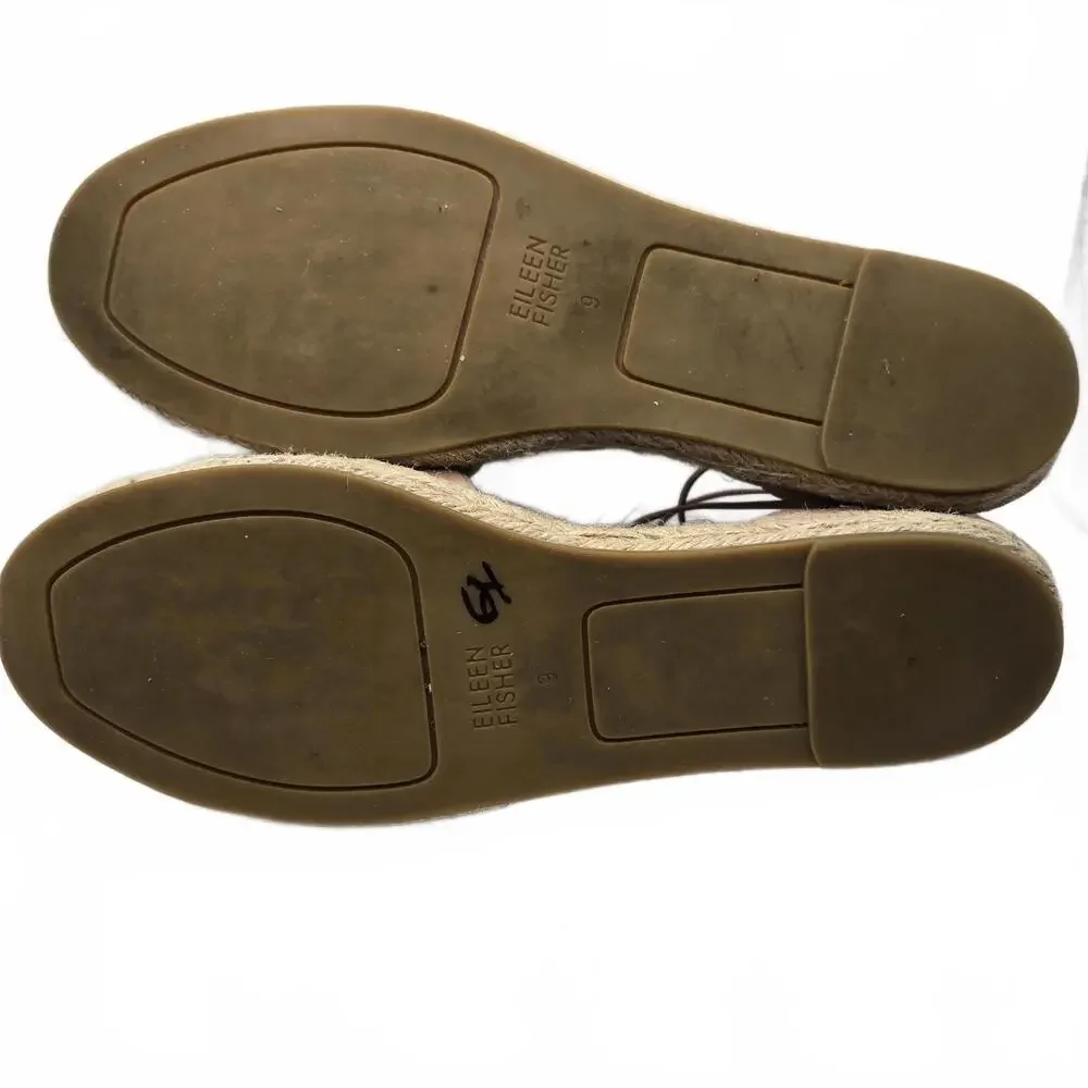 Eileen Fisher Blush Suede Elastic Strap Espadrille Flats Women's 9 Pink Zip